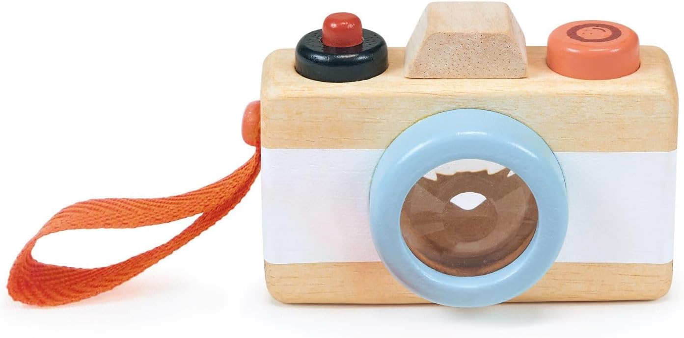 Mentari Toys - Camera - Wooden Pretend Camera Toy for Toddlers with Kaleidoscope Lens - Early-Learning Camera for Sense Stimulation and Motor Skills - Portable Toy for Imaginative Play - Age 2+
