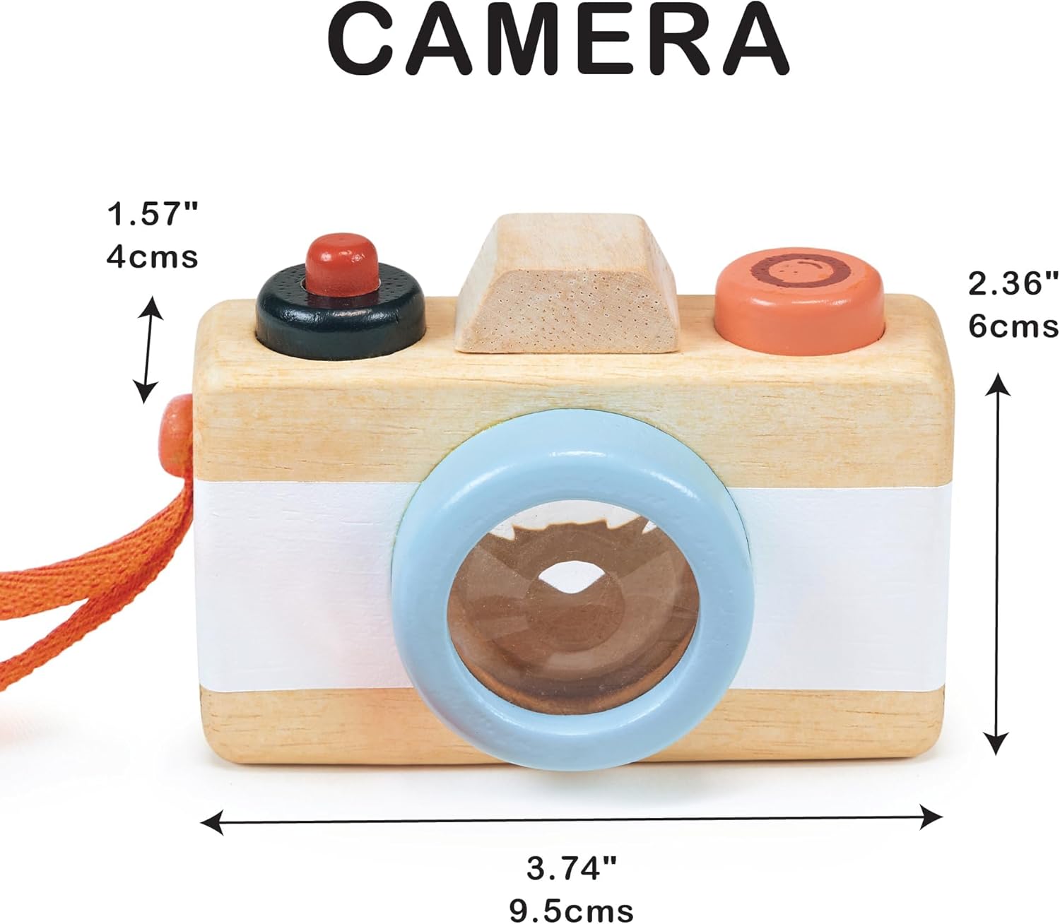 Mentari Toys - Camera - Wooden Pretend Camera Toy for Toddlers with Kaleidoscope Lens - Early-Learning Camera for Sense Stimulation and Motor Skills - Portable Toy for Imaginative Play - Age 2+